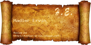 Hadler Ervin névjegykártya